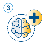 Icone d'un cerveau avec le signe d'un plus à côté